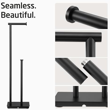 KES Toilet Paper Holder Stand with Weighted Base, Matte Black, 29.5" H - Image 3
