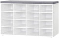 DINZI LVJ Shoe Storage Bench with Cushion, 16-Cubby Shoe Rack with Seat by DINZILVJ