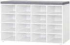 DINZI LVJ Shoe Storage Bench with Cushion, 16-Cubby Shoe Rack with Seat by DINZILVJ
