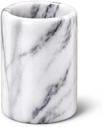 Creative Home White Marble Pen Holder, Heavy Stone Pencil Cup Organizer for Desk by CreativeHome