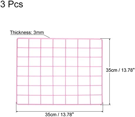 PATIKIL 14"x14" Wire Grid Panel, 3 Pack Wall Grid Decorative Panels Board Photo Pictures Display Decor Hanging Organizer for Home Office, Pink - Image 2