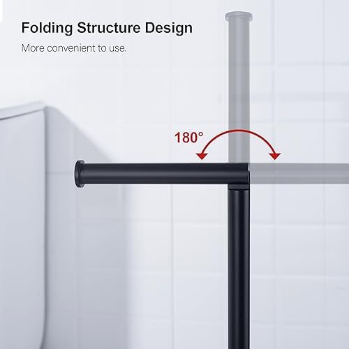 BAGNOLUX Bathroom Toilet Paper Holder Stand with Reserve, SUS304 Stainless Steel Rustproof Pedestal Tissue Roll Holder Heavy Duty (Matte Black) - Image 6