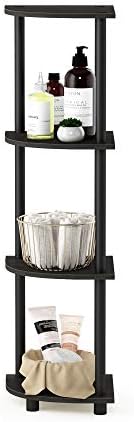 Furinno TURN-N-TUBE Corner Shelf, 4-Tier Corner Bookshelf, Display Storage Shelves with Open Shelves, for Organization and Storage, Living Room, Home Office, Garage, Espresso - Image 5