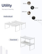 Nxconsu Stackable Cabinet Shelf Organizer 2 Pack, Standard White - Image 5