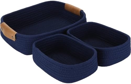 Sea Team Nesting Rectangular Woven Cotton Rope Storage Basket, 3-Pack by SeaTeam