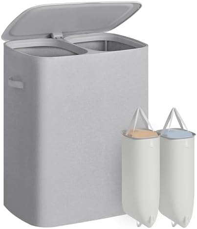 SONGMICS Laundry Hamper with Lid, 160L Laundry Basket, 2 Sections by SONGMICS