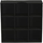 Household Essentials Drawer Organizer Tray with Fabric Cover and 9 Square Compartments, Black, Set of 2 - Image 7