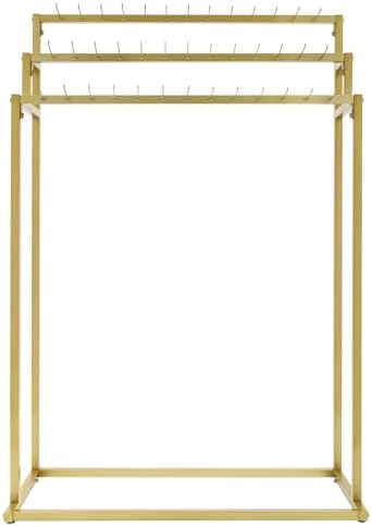 Modern Floor Standing Belt Hanger, Belt Display Stand with 39 Hooks Metal Belt Rack Organizer Storage Shelf for Belt Ties Scarf Bags, Gold - Image 6