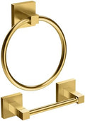 RUACQ Brushed Gold Toilet Paper Holder & Towel Ring, Bathroom Accessories by Ruacq