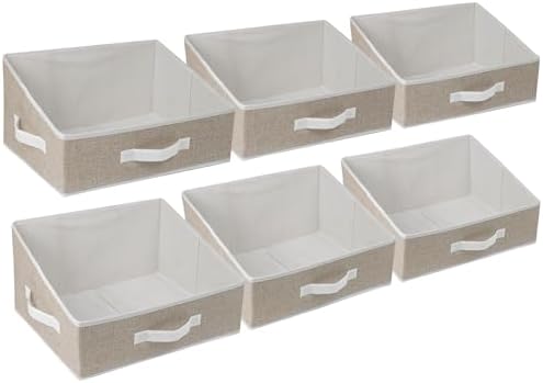 6 Pack Closet Storage Bins for Shelves, Shelf Baskets for Organization,Closet Organizers and Storage,Trapezoid Storage Bin Closet Shelf Organizer for Clothes,Toys,Towel,Book,Baby Clothing (6PC-Coffee) by Fordonral