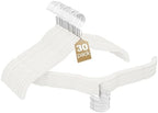 Velvet Shirt Hangers 30 Pack, No Shoulder Bumps for Clothes (White) by UEAKPIC