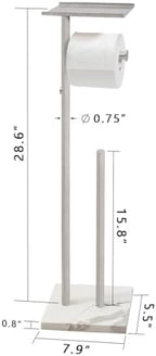 GZILA Toilet Paper Holder Stand with Shelf, Marble Base Heavy Free Standing Toilet Paper Double Roll Holders SUS304 Stainless Steel Brushed Nickel, Storages 4 Reserve Rolls Dispenser - Image 3