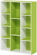 Furinno LUDER Book Shelf, 11-Cube Bookshelf, Reversible Bookcase, 9.4 x 29.1 x 41.7, Easy Assembly, for Living Room, Bedroom, Home Office, White/Green - Image 6