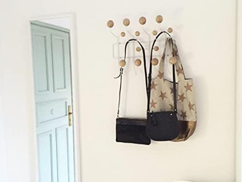 SHISEDECO Mid Century Modern Hang it All Coat Rack White Frame Natural Ball - Image 4