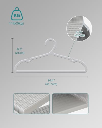 ABHENG 80 Pack Clothes Hangers, Non Slip Plastic Coat Hangers, Space Saving, Heavy Duty, Hanging Dry Wet Clothes, 16.4" x 8.3", Gray, APY0580G - Image 7