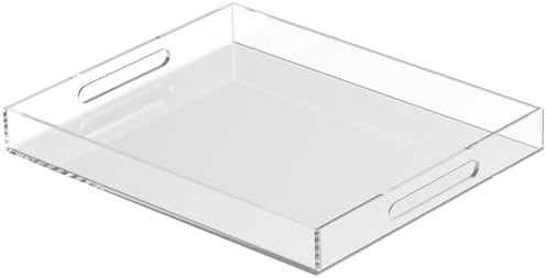 Acrylic Tray 18x14 with Cut Handles - Spill Proof Decorative Tray is an Ideal Countertop Organizer for Living Rooms, Ottoman Coffee Tables, Offices, Kitchens & Serving Guests by Unknown