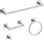 Chrome Bathroom Hardware Set 4 Pieces,Towel Bar Set Stainless Steel Wall Mounted, Includes 16In Hand Towel Bar, Towel Ring, Robe Towel Hooks,Toilet Paper Holder, Bathroom Towel Rack Set by bluebyrne