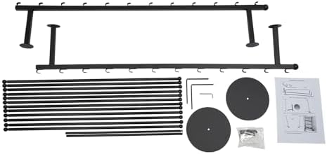 Ribbon Storage Organizer, Wall Mounted Ribbon Organizer, 12-Tier Metal Gift Wrapping Paper Rack, Spool Tie Scarf Hijab Belt Towel Hanger, for Home, Craft Room, Flower Shop, Black, 31.5in Wide - Image 7