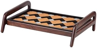 Anji Mountain Heavy Duty Waterproof Wooden Shoe Storage Mat Organizer/Boot Storage Tray Multi Use for Entryway with Coir, Tan and Ivory Insert, 1 Tier, Fits 2 Pair (26.5" Wide) by AnjiMountain