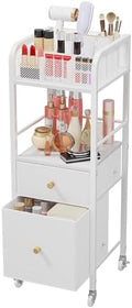 HapiRm Rolling Makeup Cart Organizer - Floor Skincare Make Up Storage with 2 Non-woven Fabric Drawers, Vanity Organizer Cosmetic Display Cases Holder for Skin Care Perfume Nail Polish Brush Hair Tool by HapiRm