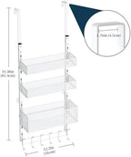Consumest Over The Door Hooks Organizer - 4 Tier Door Coat Rack with 3 Baskets & 12 Hooks, Stainless Steel Towel Hanger for Bedroom, Bathroom, Living Room, White - Image 7