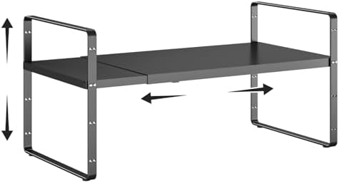 Expandable Cabinet Shelf Organizer, 16.5"~27''L, Black by jkxoo