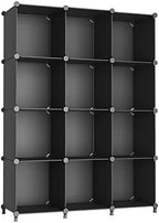AWTATOS 12 Cube Storage Organizer, Closet Organizer Storage Shelves, Black by AWTATOS