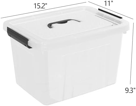 4-Pack Latching Box with Handle, 20L Clear Plastic Storage Bins - Image 3