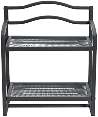 Household Essentials 2-Tier Metal Wall Mount Bathroom Storage Rack, Grey - Image 4