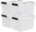 Quickquick 18 Quart Plastic Clear Latching Storage Bin with Handle, 4 Packs by Unknown