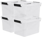 Quickquick 18 Quart Plastic Clear Latching Storage Bin with Handle, 4 Packs by Unknown