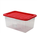 2 Pack 27 Gallon Clear Plastic Storage Bin With Red Snap Lid, Stackable And Nestable Tote With Built-in Handles, Organizer Container For Garage Closet Dorm Household Holiday Decor Tough With - Image 3