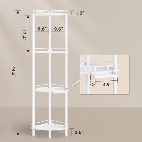 ELYKEN Corner Shower Caddy Standing, 4 Tier Metal Shower Organizer, White - Image 2
