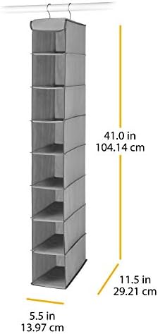 Whitmor 8 Section Hanging Shoe Organizer | Grey | For Closet | No Floor Space Required | Pack of 6 - Image 3