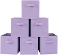 Stero 13x13x13 Inch Fabric Storage Bins 6 Pack Fun Colored Durable Storage Cubes with Handles Foldable Cube Baskets for Home, Kids Room, Closet and Toys Organization Purple by Stero