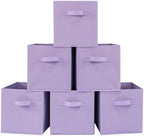 Stero 13x13x13 Inch Fabric Storage Bins 6 Pack Fun Colored Durable Storage Cubes with Handles Foldable Cube Baskets for Home, Kids Room, Closet and Toys Organization Purple by Stero