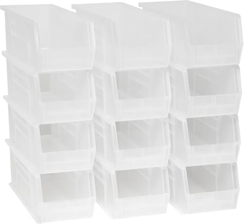 Akro-Mils 30234 AkroBins Plastic Storage Bins, 15"x5"x5", Clear, 12-Pack by Akro-Mils