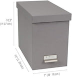 Bigso John Fiberboard Label Frame Desktop File Storage Box - Document Organizer for Important Paperwork - Durable Hanging File Box with a Lid & Metal Label Window - 7.36 x 13.38 x 10.51 in - Grey - Image 3