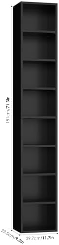 FOTOSOK 2 Pcs 71'' Tall Narrow Bookshelf, 8-Tier Media Tower Rack Set of 2 - Image 3