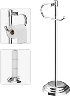 BESy Toilet Paper Holder Floor Stand, Bathroom Freestanding Chrome by BESy