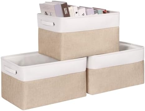 Fabric Storage Bins for Shelves, Rectangle Storage Basket, 3 Pack by Kntiwiwo