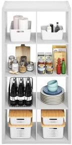 Furinno HERMITE Kitchen Island, 8-Cube Coffee Bar, Extra Thick Kitchen Storage, Bakers Rack, for Pantry Organizers and Storage, Kitchen Organization, White - Image 4