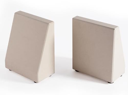 Book End, Natural Marble Bookend for Shelves, Non-Skid Bookends for Heavy Books, Heavy Duty Book Stopper for CDs and Oversized Books, Luxury Book Shelf Holder, Moleanos Beige by Karibiber