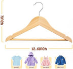 Kids Wooden Hangers 30 Pack, Solid Wood Baby Hangers,12.6" Kids Hangers with Pants Bar,Shoulder Notches,Swivel Hooks,for Toddler Kids Clothes(Natural) - Image 7