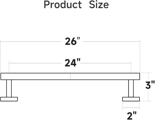 2-Pack Matte Black Towel Bar, 24-Inch Towel Racks for Bathroom - Image 2