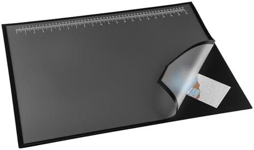 Colingmill 24 x 19 Inch Black Desk Pad with Clear Ruler Overlay - Image 3