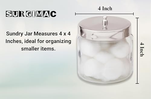 SurgiMac Glass Sundry Jar with Lid, 4 x 4 inch, Clear Storage Container, Compact & Durable, for Cotton Balls & Supplies | 6 Count - Image 5