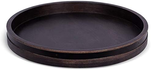 BIRDROCK HOME Wooden Lazy Susan Turntable - Spice Rack Organizer for Kitchen Table, Dining, Pantry and Countertop - Rotating Tray for Condiments - with Burnished Iron Accents - 18" Large, Black by BIRDROCKHOME
