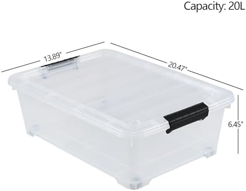 4 Packs 20 Quart Plastic Under Bed Storage Container with Wheels - Image 2