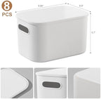 ORGIDOL 8 Pack White Storage Bins with Lids Stackable Storage Container for Organizing, Storage Boxes with Handle for Shelves, Cute Storage Bin for Craft, Snacks, 9.85x6.9x5.7 inch - Image 6